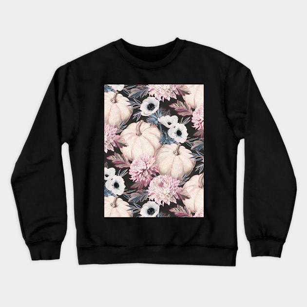 Harvest Floral with Pink and Blue Crewneck Sweatshirt by micklyn